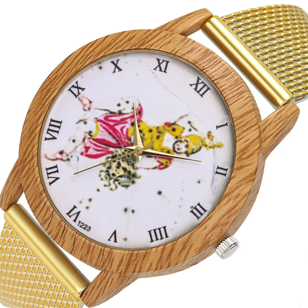 Женские Модные Ретро часы с натуральным деревянным зерном для отдыха модные