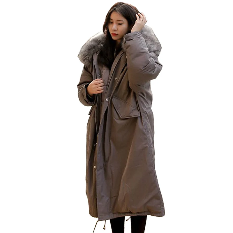 

TAJIYANE Winter Long Jacket Women Korean Ladies Coat Fur Collar Parka Hooded Down Cotton Black Jackets parkas mujer 2018 ZL261