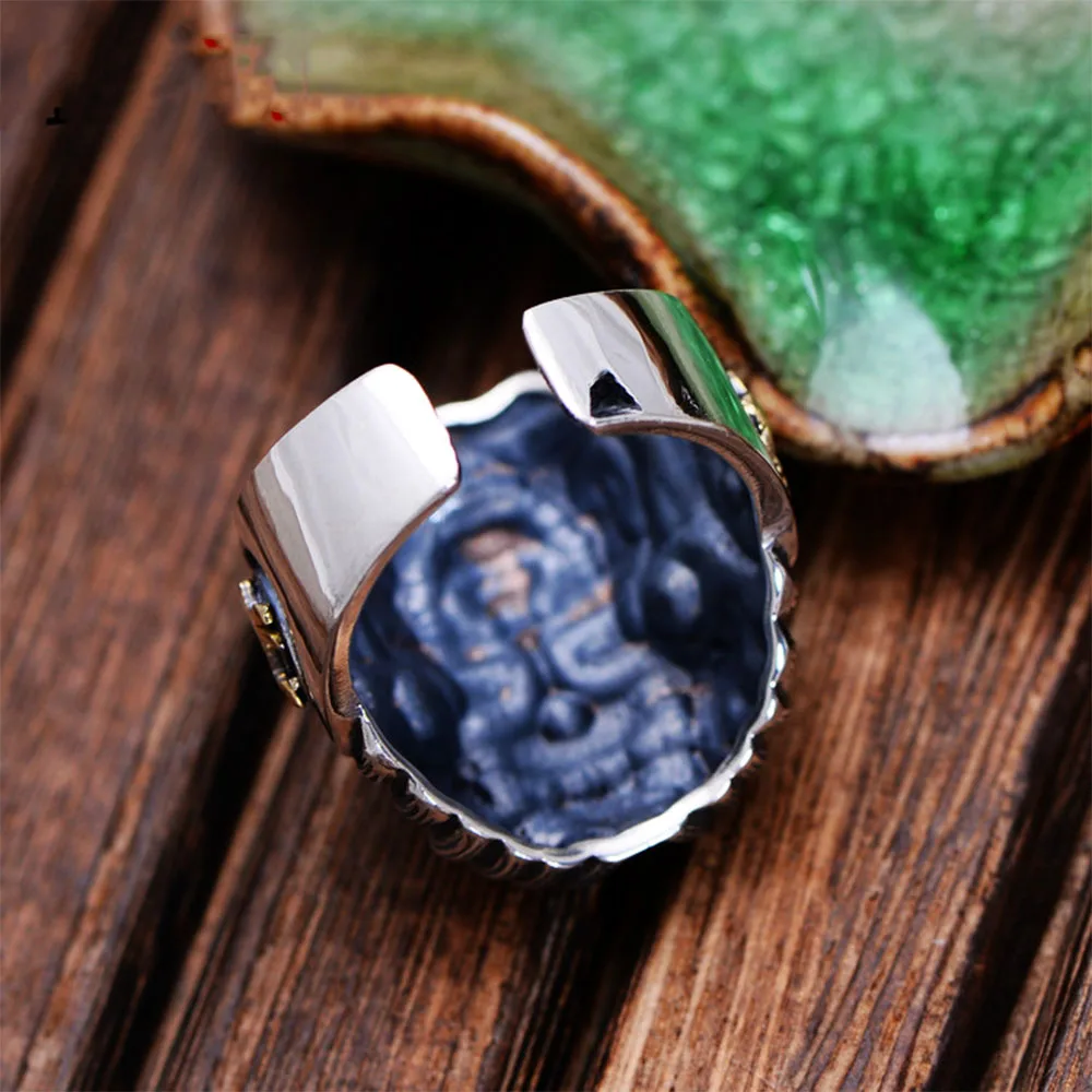 MetJakt Будда и искусство твердая реальная искусственная серебра для мужчин