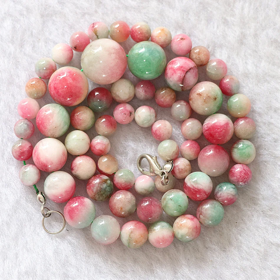 Новый мультихлор jades камень халцедон 6-14 мм Прекрасный Круглый бисер diy красивое ювелирное ожерелье изготовление 18 