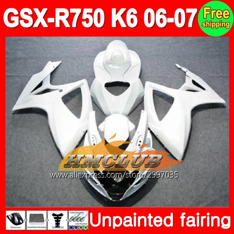 

Неокрашенный полный комплект обтекателей для SUZUKI GSX-R750 06-07 GSXR750 GSXR 750 GSX R750 K6 06 07 2006 2007 2006-2007 обтекатель