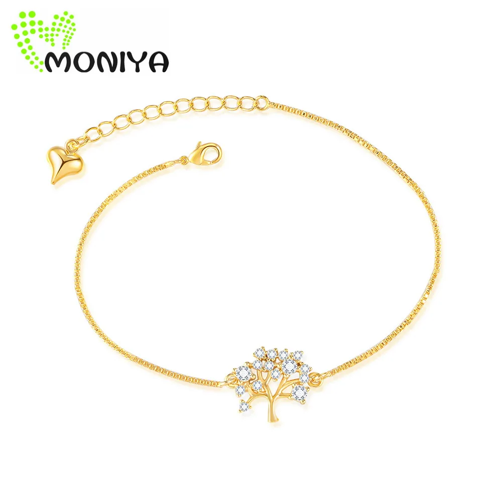 Moniya Silver/ Gold Color &quotThe Tree of Life&quot Cubic Zirconia Bracelet For Women Girls Best Friendship Jewelry Gift HKS511 | Украшения