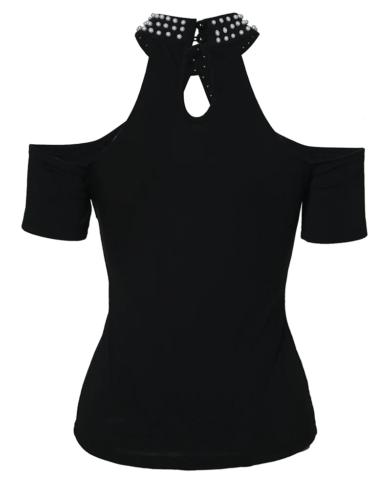 Женский летний топ с открытыми плечами элегантный черный повседневный базовый