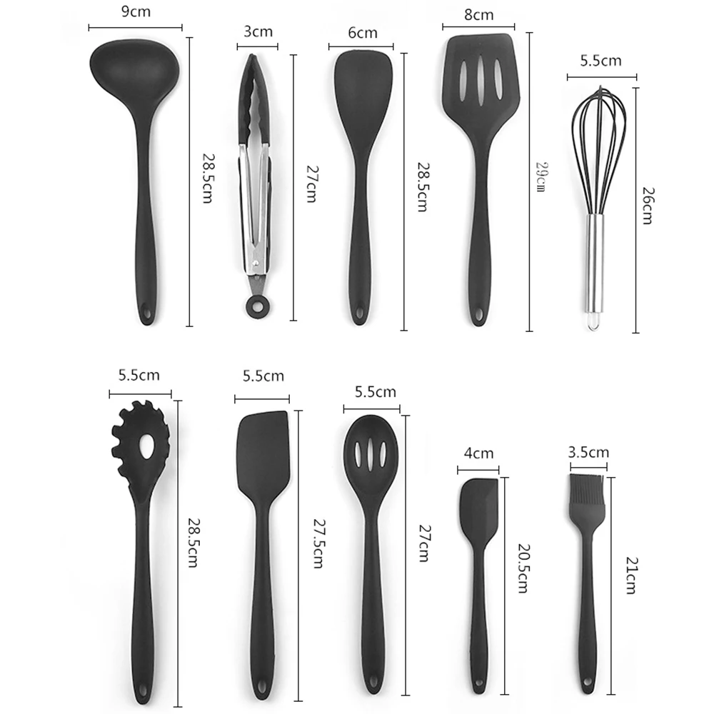 Высококачественный силиконовый кухонный набор из 10 предметов кухонной утвари