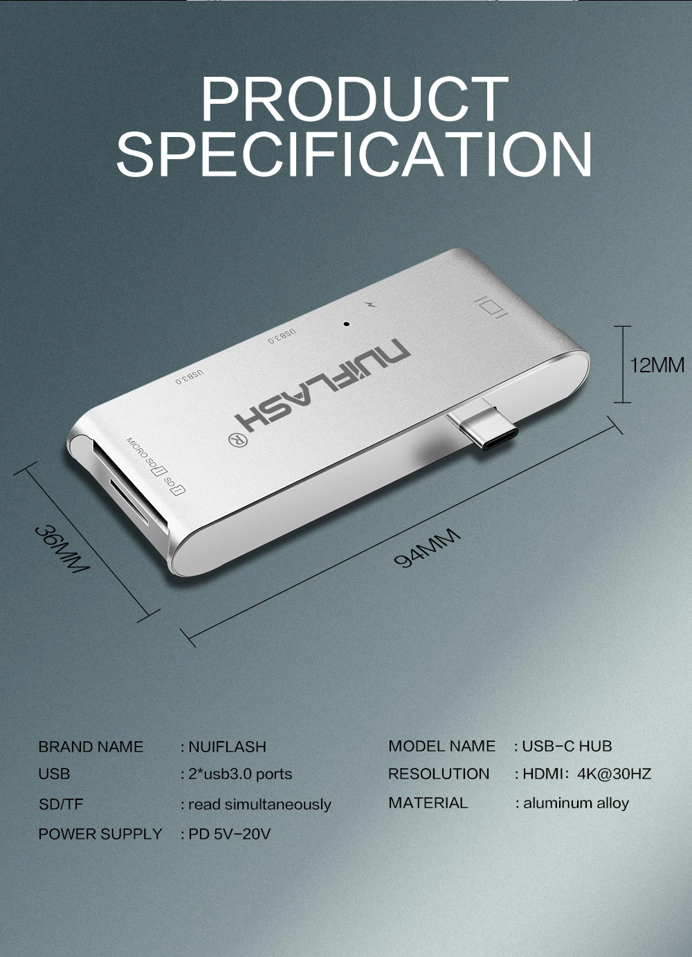 Nuilfash USB-C концентратор type C концентратор USB 3,0 Thunderbolt 3 HDMI 3,5 мм аудио RJ45 адаптер для MacBook Pro samsung Galaxy S9 USB C концентратор