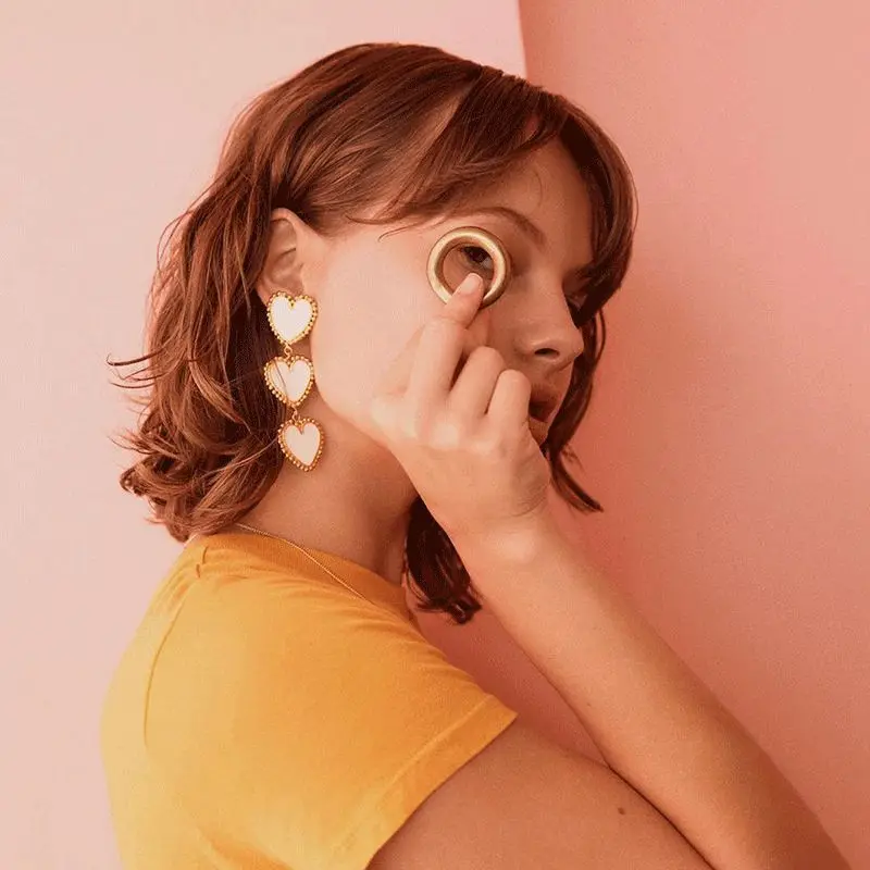 Модные серьги в винтажном стиле кольца с сердечком и звездочкой милые женские