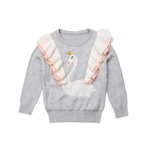 2018 г. осень-зима милые вязаные топы для маленьких девочек свитер с длинными