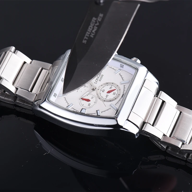 Часы Longbo мужские армейские спортивные квадратные из нержавеющей стали|clock brand|clock