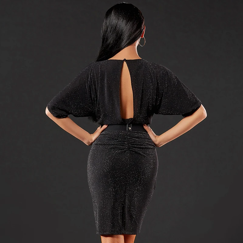 

Fashion Women Latin Dance Dress Black Salsa Dress Sexy Latin Dance Competition Dresses Cha Cha / Rumba / Samba Clothing DQS1197