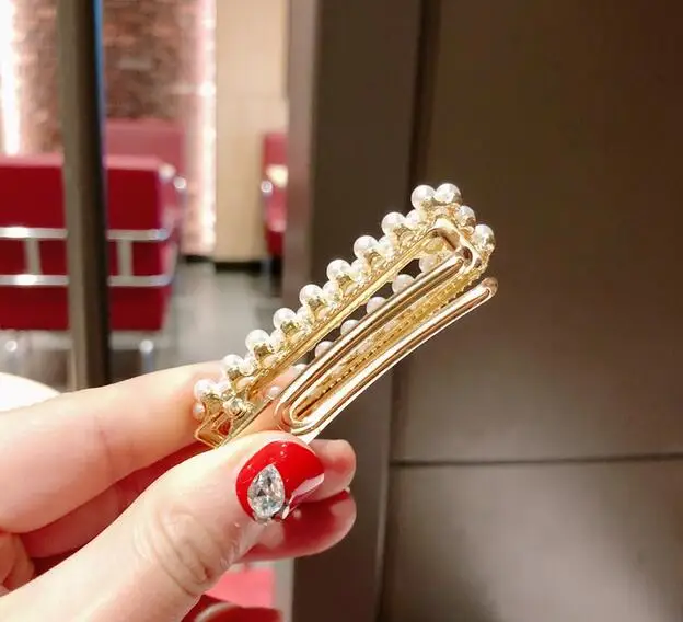 Корея металла Imitiation шпильки с жемчугом полые геометрические прямоугольник форма