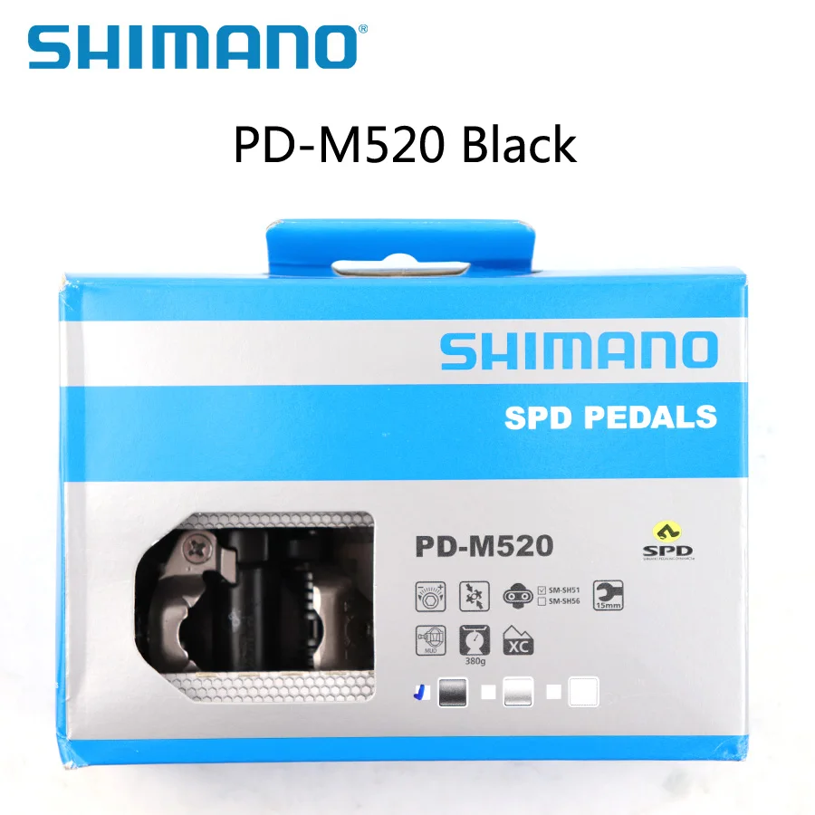 Shimano SPD PD M520 MTB педали с бесклипсой бутсами оригинальная коробка включает SM SH51