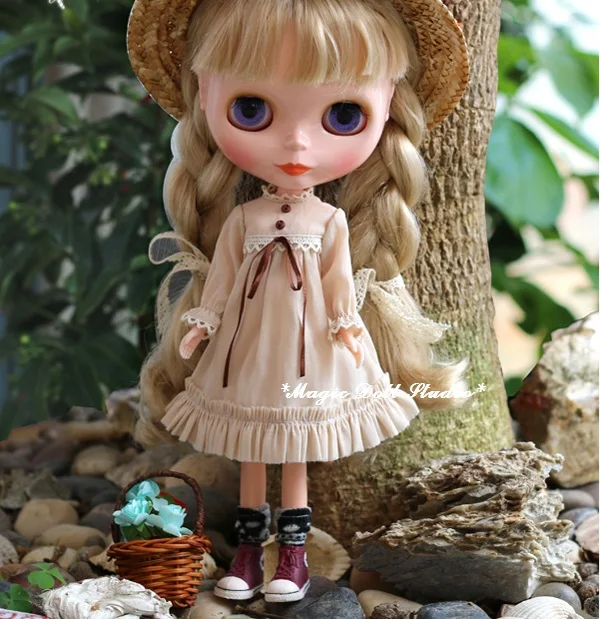 [MG525] ; одежда Blythe Doll;# хлопковый комплект платьев в деревенском стиле; подходит для Blythe Azone Licca Pullip; Одежда для кукол; розничная