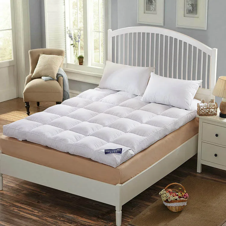 Новый двухслойный пуховой тканевый матрас для кровати белый толстый складной