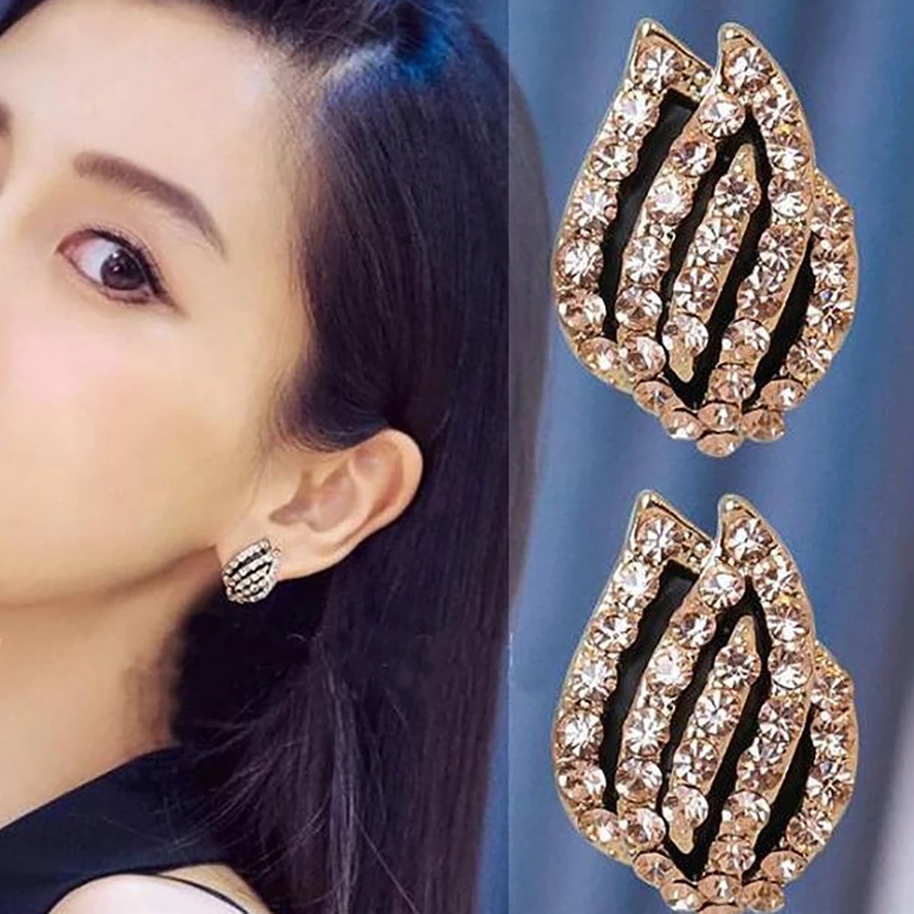 Women Party Rhinestone Jewelry Tulip Flower Ear Studs Earrings Piercing Gift | Украшения и аксессуары