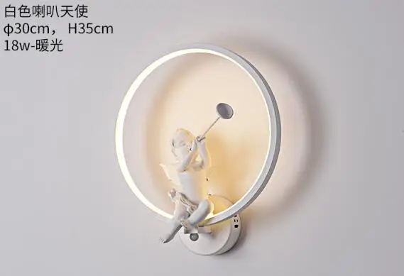 angle horn white Современные настенные светильники, художественный ангел, нордическая креативная лампа для гостиной, спальни, прикроватный кронштейн для освещения, мощный светодиодный Блеск для дома Dero - Цвет абажура: angle horn white