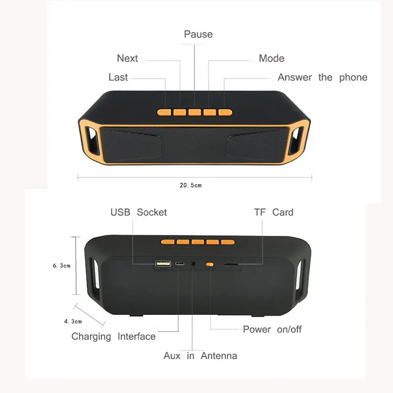 Новый Bluetooth 4 0 портативный беспроводной динамик TF USB FM радио двойной бас звук
