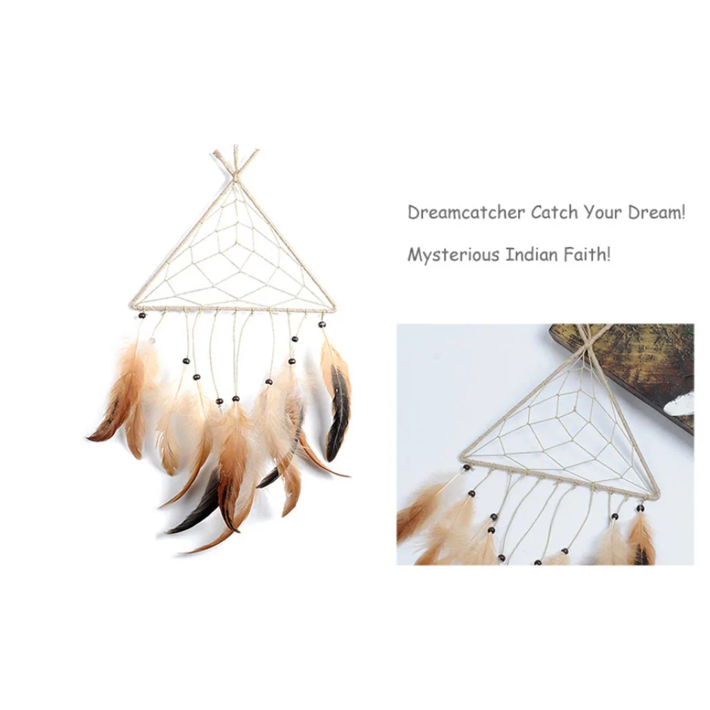 Ретро треугольник перо Ловец снов колокольчики для вечевечерние домашний декор |