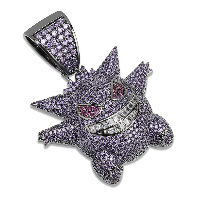 Хип-хоп Фиолетовый AAA CZ Циркон проложенный Bling Iced Out кулон и ожерелье для мужчин