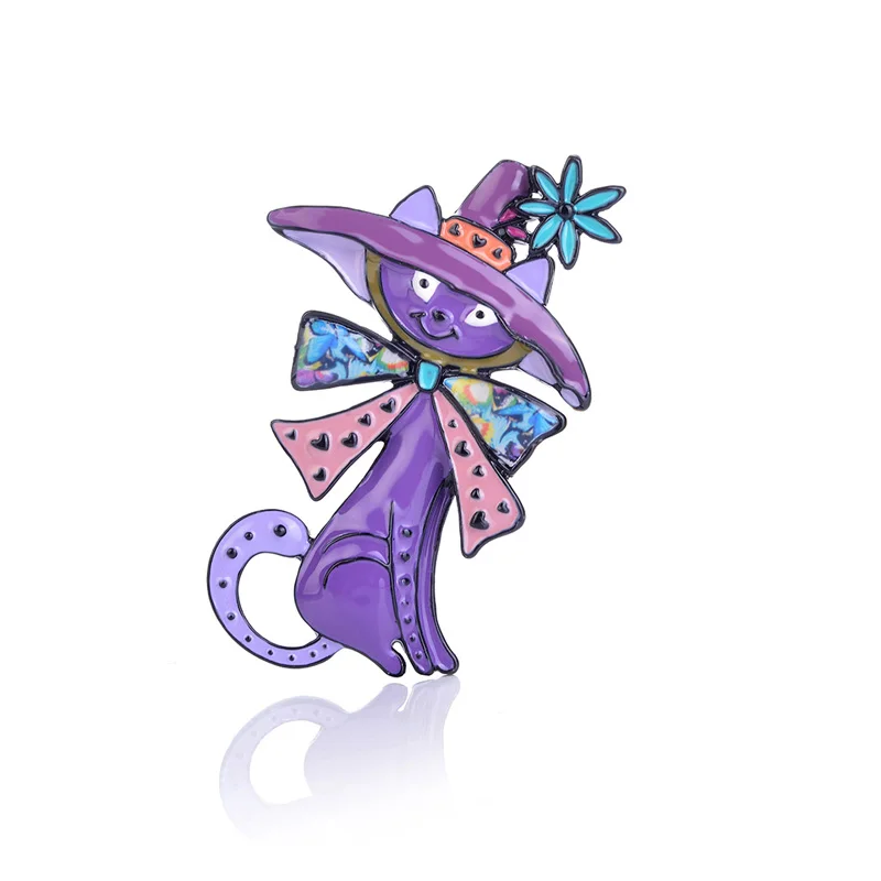 Мужская/женская брошь в форме кошки ведьмы из цинкового сплава | Украшения и