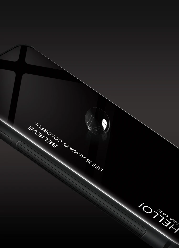 Чехол из закаленного стекла для Huawei P Smart Твердый чехол градиентного цвета мягкий