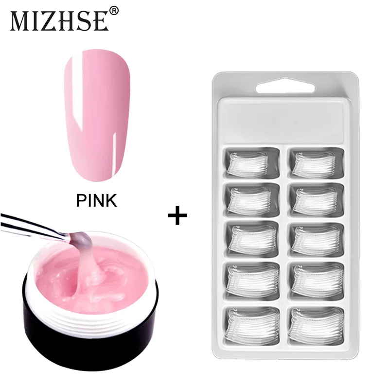 Pink and mold MIZHSE 15 г полигель для наращивания ногтей стекло твердое желе быстрое строительство УФ гель для наращивания ногтей акриловый полигель замочить от полигель - Цвет: Pink and mold