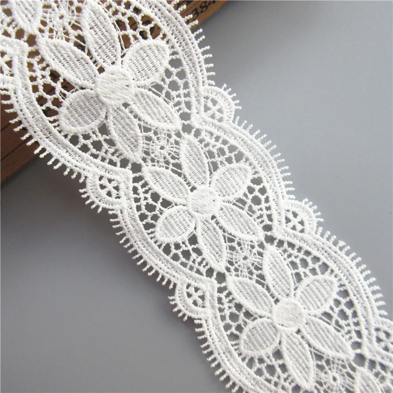 1 yard White Cotton Eyelash Flower Embroidered Lace Trim Ribbon Fabric Handmade DIY Sewing Supplies Craft Gift Decorative 6.7CM | Дом и сад