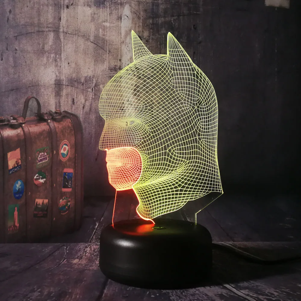 Новый DC Hero крутые головой Бэтмена 3D RGB светодиодный ночной Светильник смешанные