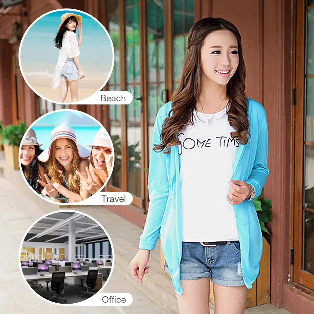 Вязаный кардиган женский корейский стиль дамы тонкий Losse Защита от солнца