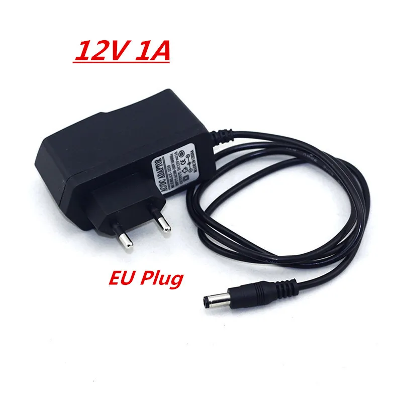 EU/US/UK/AU Plug Adapter AC 100-240V To DC 12V 1A 1000mA Power Supply 5.5mm x 2.1-2.5mm For 3528 Strip LED or other DC string