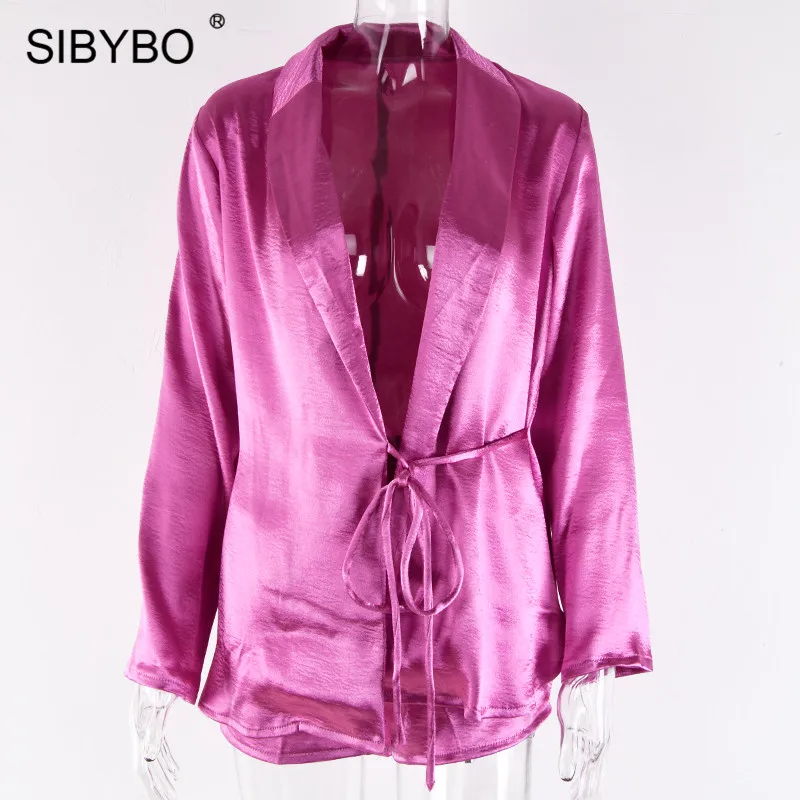 As Shown Sibybo Глубокий V Drawstring осенний комплект из двух предметов для женщин с отложным воротником сексуальный женский комплект пальто и шорты Повседневный Женский комплект 2 шт - Цвет: As Shown