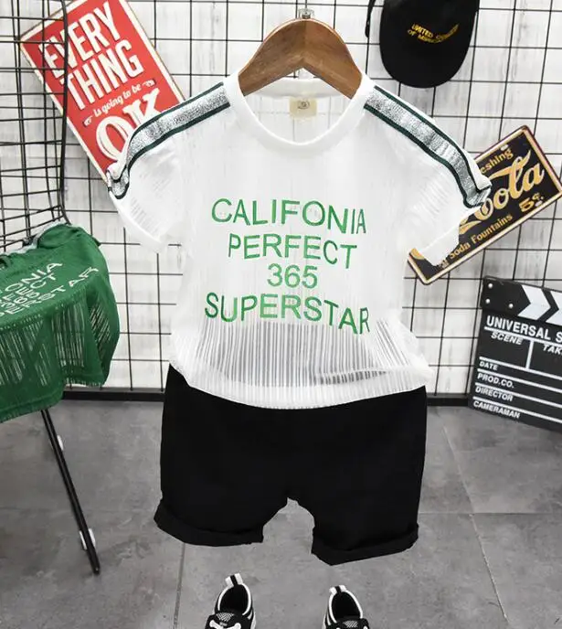 2019 Retail Children's clothing short-sleeved T-shirt suit 2018 new 2-3-4-5-6-7 years old boy summer two-piece tide 4 |