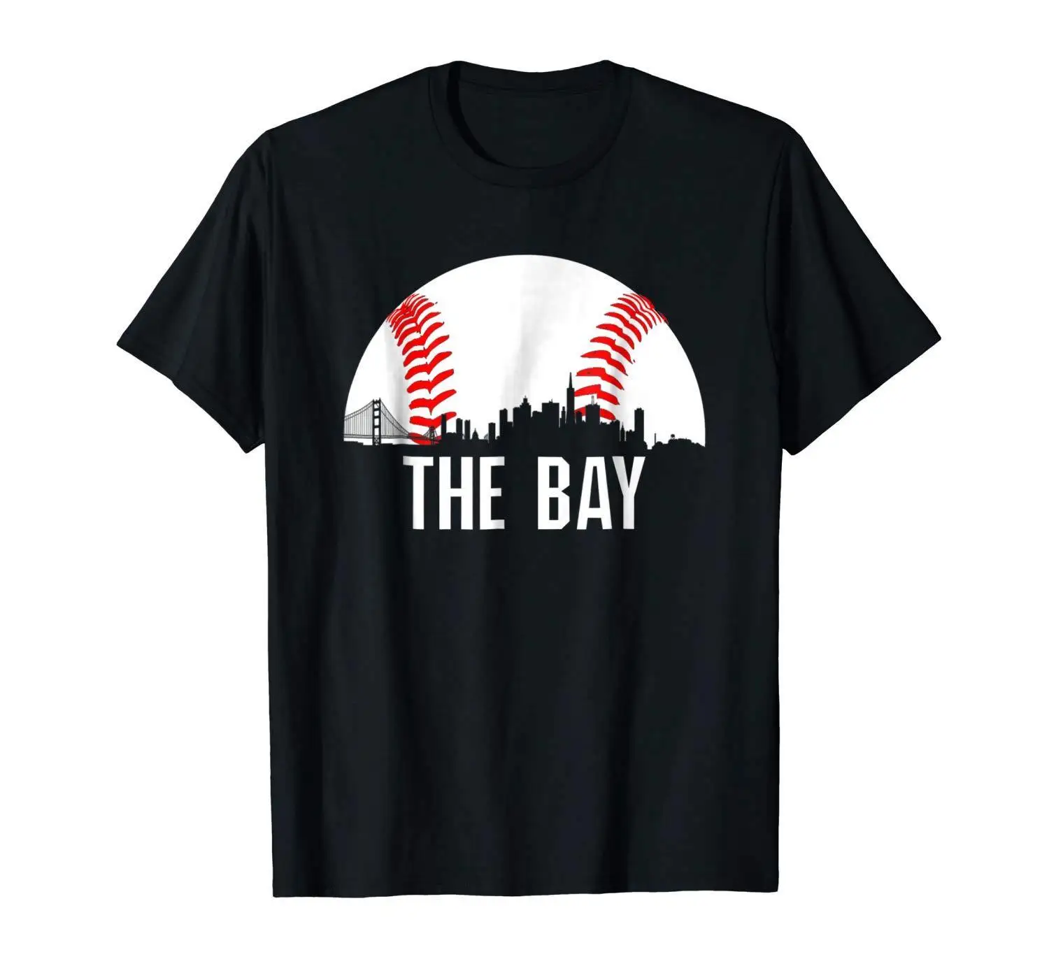 Черная бейсбольная Футболка The Bay San Francisco стильная повседневная мужская футболка