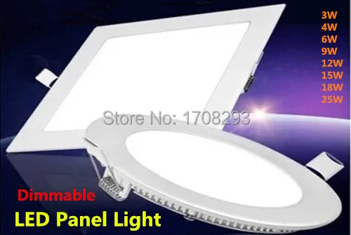 

Dimmable LED downlights 3W 4W 6W 9W 12W 15W 18W 25W Round/Square Ultra Thin Led Panel AC110V-240V led Ceiling Indoor lamps