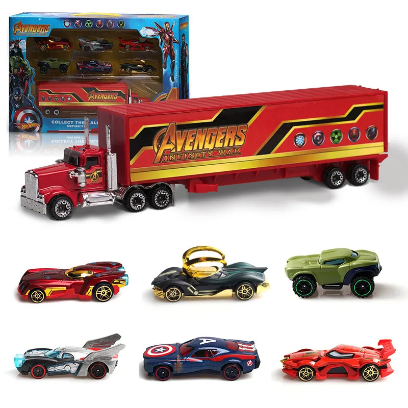 7 шт./компл. Мстители Железный человек, Халк, Локи, Spider-man Капитан Америка Batman Batmobile сплава автомобили набор модели грузовиков игрушки для детей