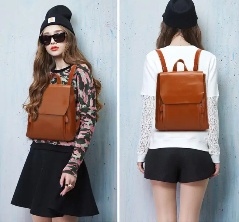 Новинка 2019 женский рюкзак из масляной и вощеной кожи универсальный