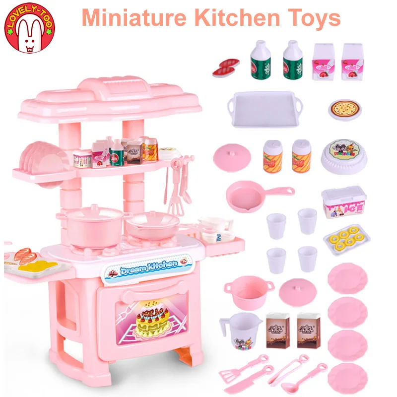 

Baby Miniature Kitchen Plastic Pretend Play Food Children Kids Toys for Girls Boys Simulation Cooking Cookware Kitchen Toys Set