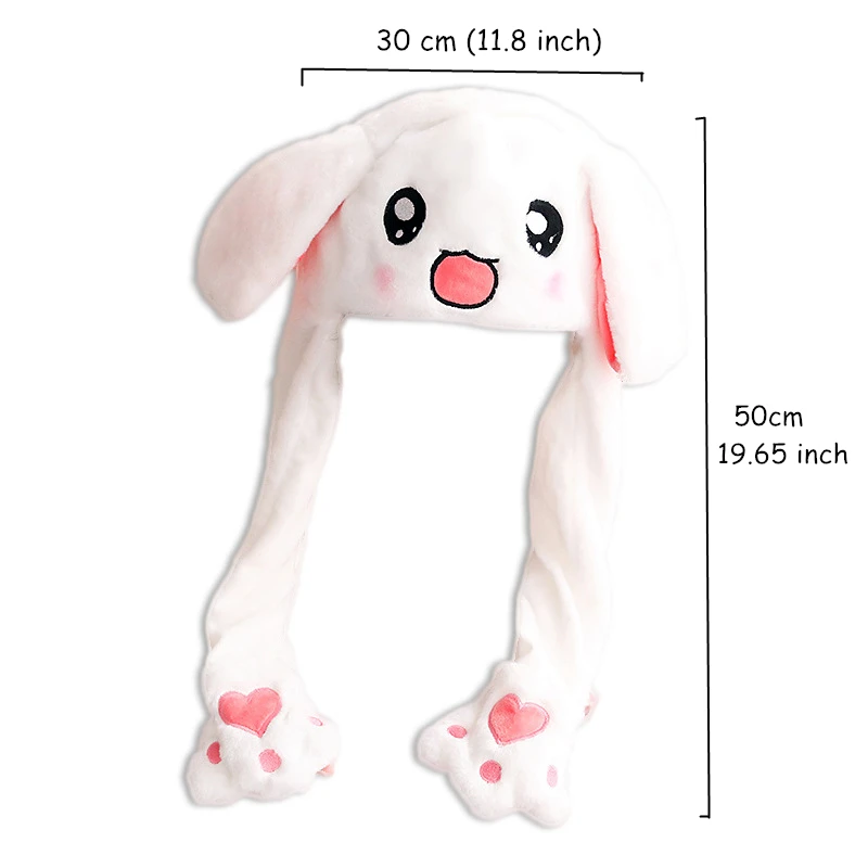 

Children Warm Plush Rabbit Winter Caps Kids Cute Bunny Fuzzy Pinch Airbag Funny Hats Girls Animals Ear Moving Jumping Hats Women