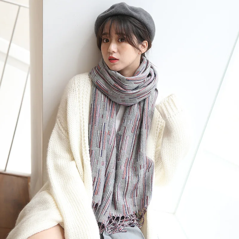 2018 New Autumn Winter Fashion Geometric Tassel Scarf Women's Warm Cashmere-like Long-style Jacquard Pashmina Scarves WJ2006 |