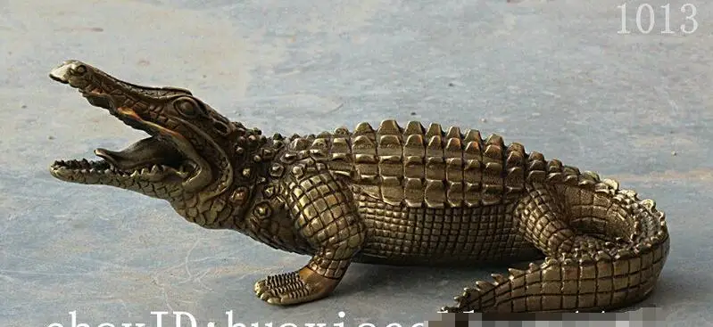Китай латунь дикий злой крокодиловый крокодил Кайман Искусство украшение статуя