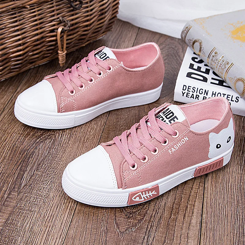 Кеды женские с мультяшным рисунком повседневные холщовые кроссовки на плоской