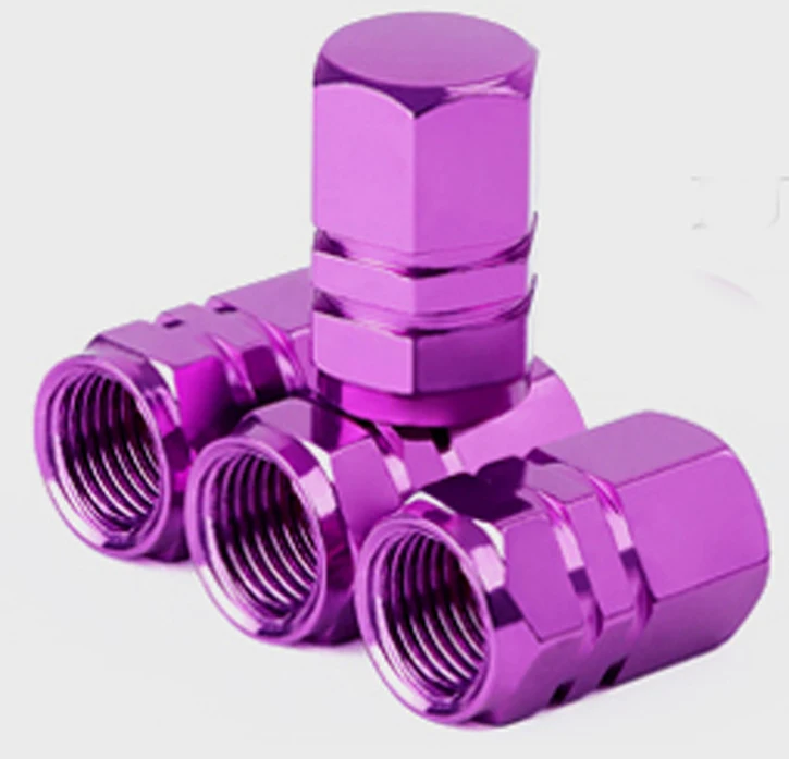 Purple 4 шт. алюминиевые шестигранные крышки стержня вентиля шины для авто велосипед мотоцикл шестигранные крышки клапана для США клапаны автостайлинг Запчасти Аксессуары - Цвет: Purple