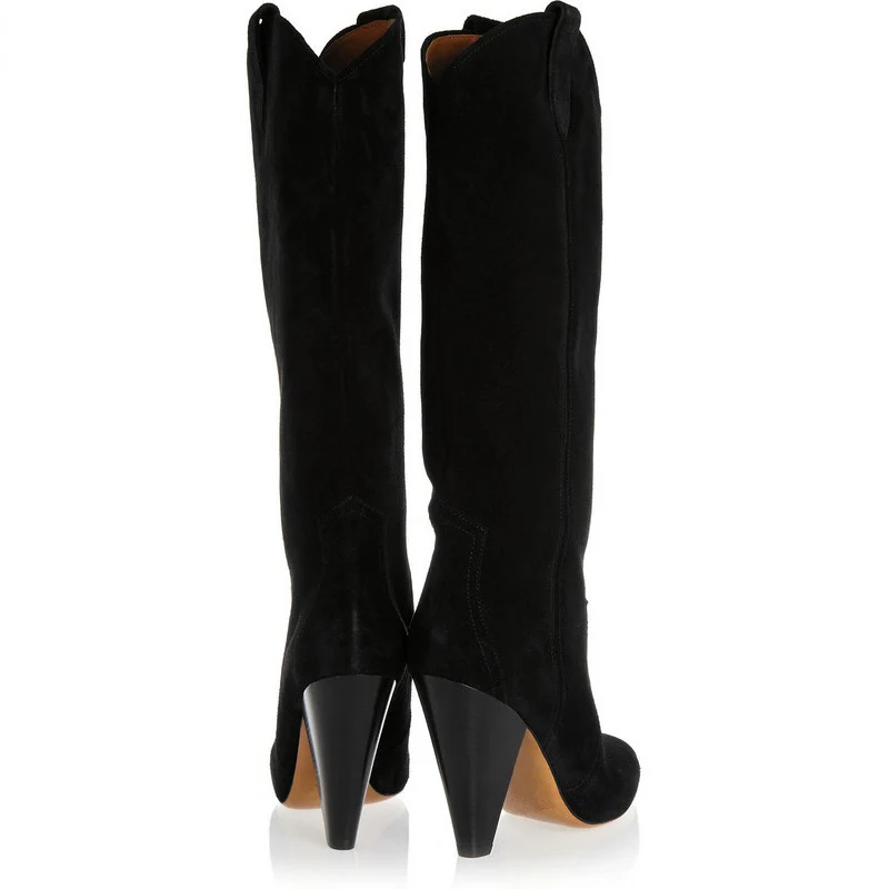 SHOOEGLE Botas Mujer серо-коричневые замшевые сапоги до бедра Повседневное Стиль Для