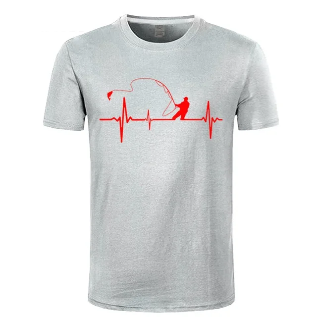 Birthday Gifts For Dad Him Father Fishinger Heartbeat Funny T Shirt Fish Accessories Present Custom T-Shirt Men Fisherman | Мужская