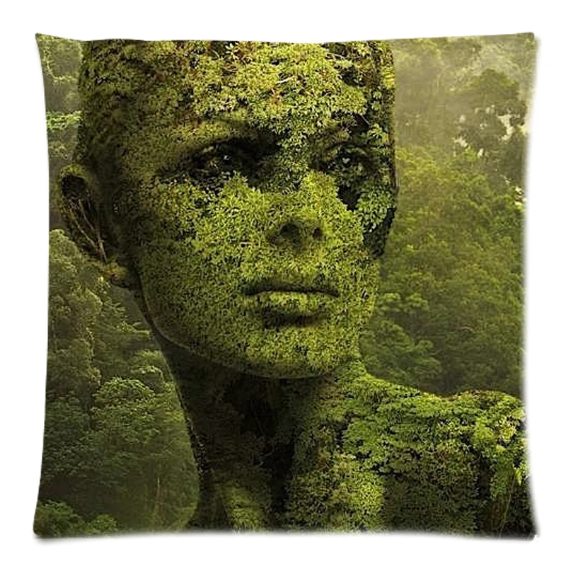 Чехол для телефона из хлопка и льна с рисунком зеленого леса лица 45X45 см|throw pillow