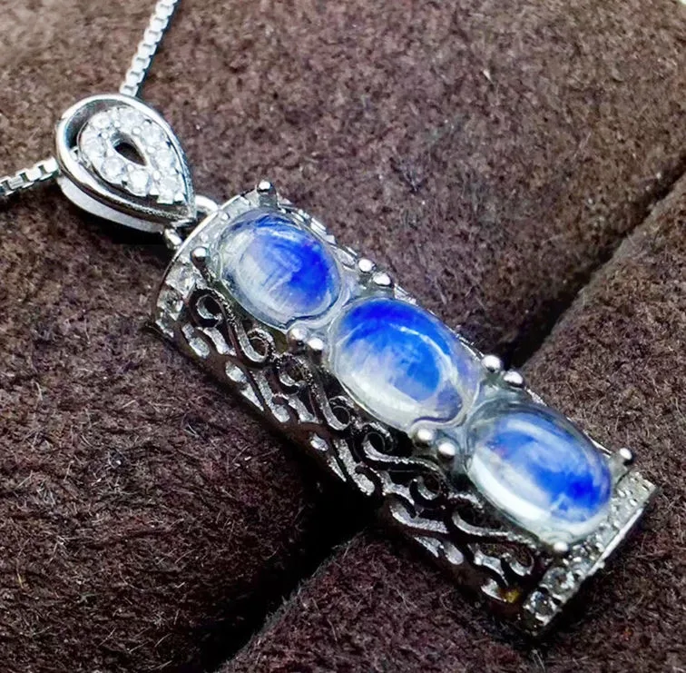 Кулон из серебра 925 пробы с лунным камнем карат * 3 шт.|amethyst necklace pendant|amethyst pendantgem pendant