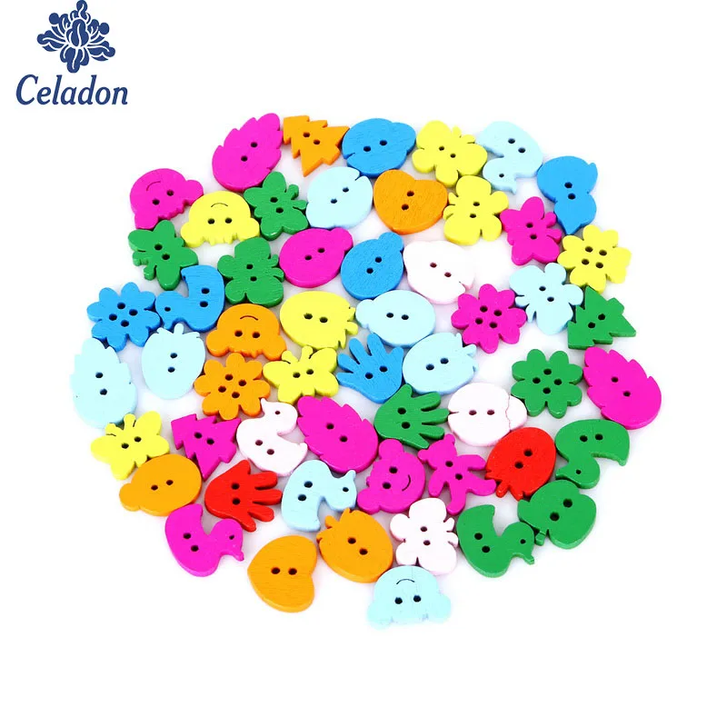 100 шт. 15 мм разные виды животных 2 отверстия|2 hole wooden buttons|craft scrapbookwooden buttons |