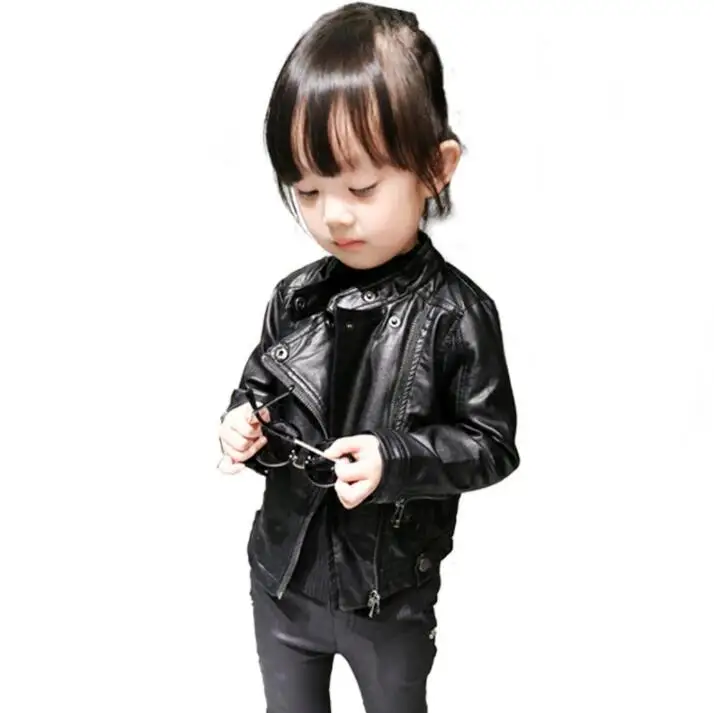 Baby girl leather jacket cardigan jaket motorcycle cycling coat outwear outdoor zipper solid tops 2018 new toddler clothes | Детская