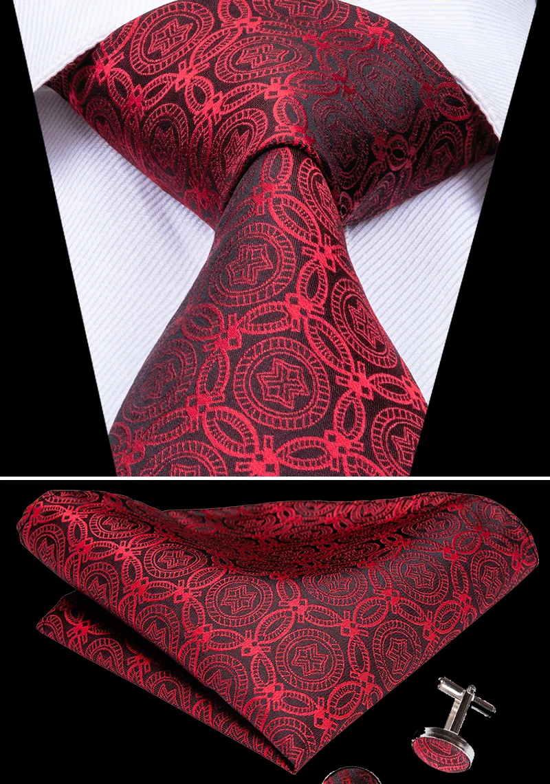 Hi-Tie роскошные дизайнерские черные кожаные ремни для мужчин модный красный шелковый галстук Карманный квадратный набор свадебные галстуки ремень для мужчин подарок