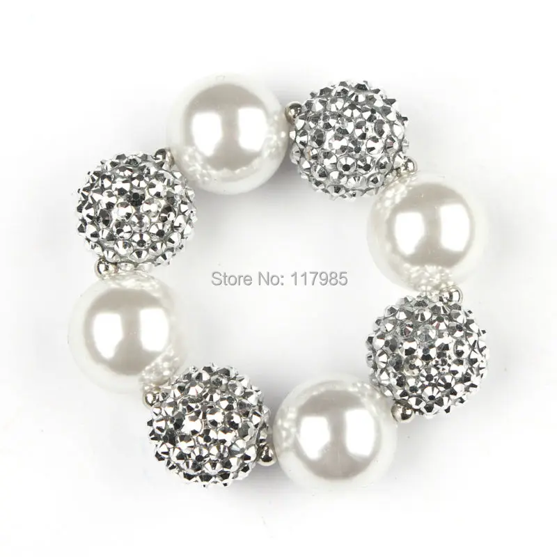 Рождественский подарок 3 шт. чистый белый серебряный браслет с бусинами