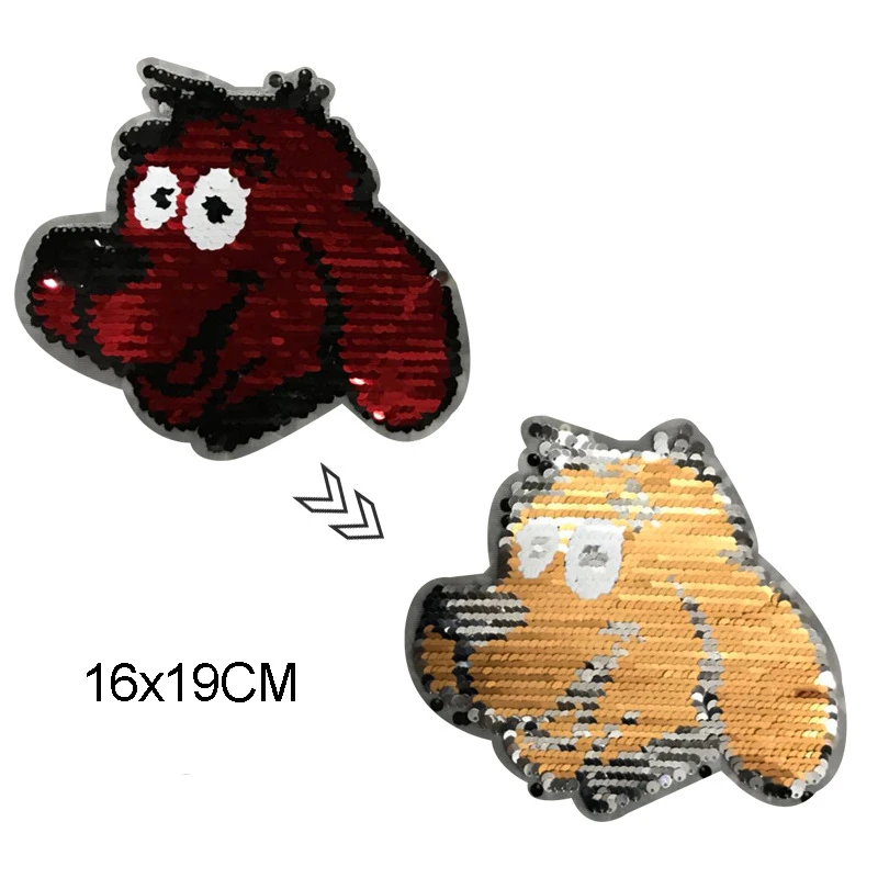 10 шт./лот милая собака Реверсивный изменить цвет блёстки пришить Патчи DIY